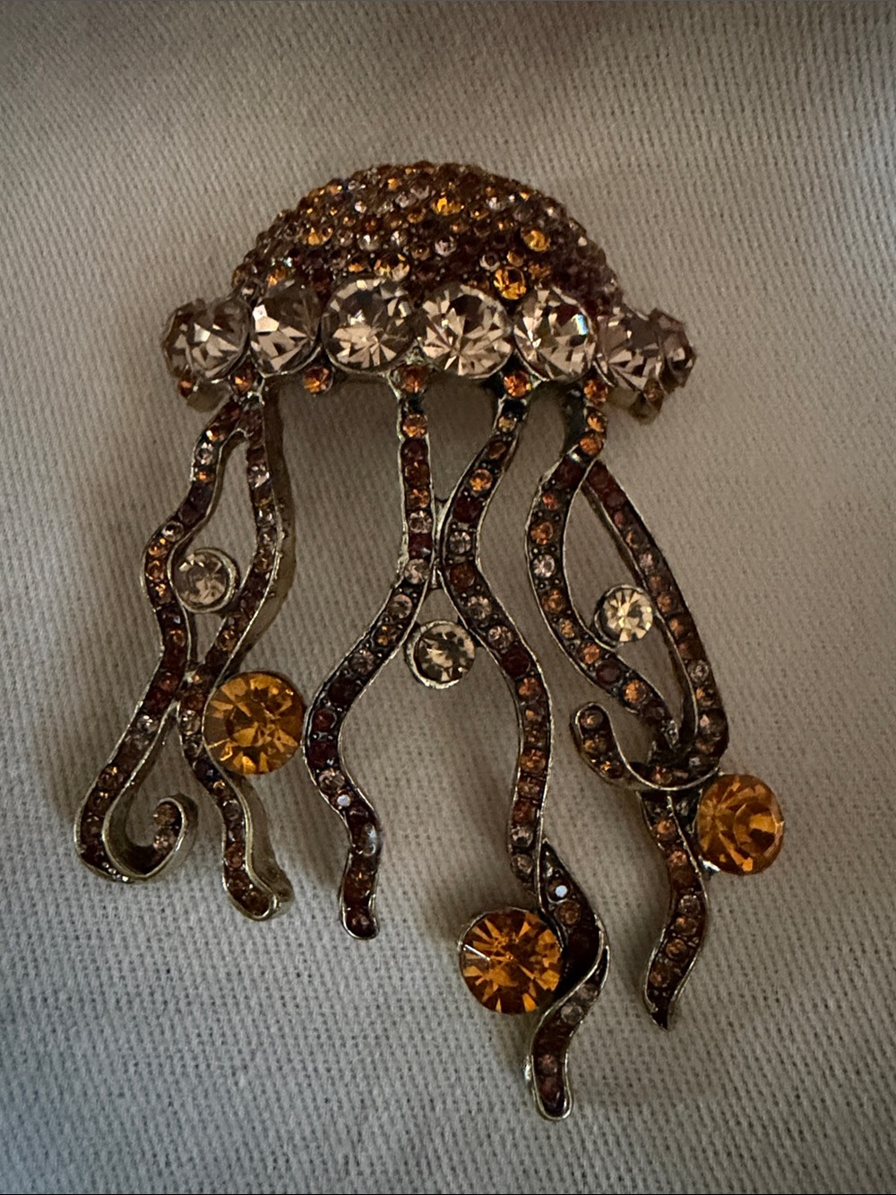Women’s Gold-Tone Amber Crystal Jellyfish Brooch